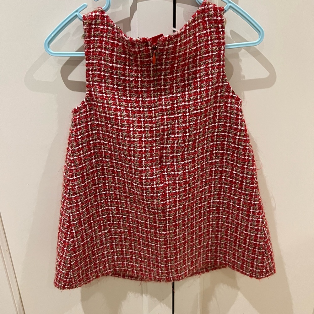 Red Tweed like Sleeveless Dress 2 - Picture 2 of 2